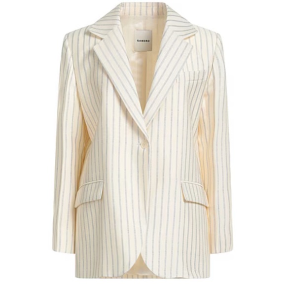 Sandro Jackets & Blazers - Sandro Blazer Jacket Pinstriped Woven Blazer Sz.M/38